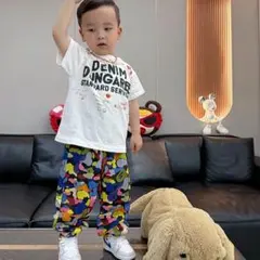 BAPE APE風　カラフル カモフラージュ パンツ キッズ　130cm