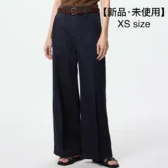 ユニクロ ネイビー ワイドトラウザージーンズ XS