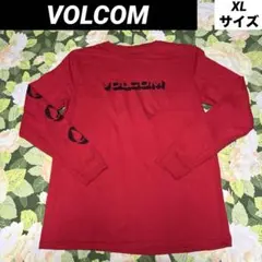 【値下げOK】VOLCOM ロゴプリントUS古着ロングＴシャツ XL 赤、レッド