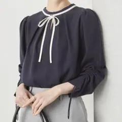 春夏NOLLEY’S/ストレッチジョーゼット配色2WAYブラウスのサムネイル