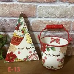 デコパージュ　ハンドメイド　ミニバケツ&クリスマス飾り