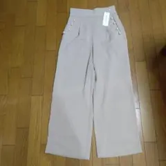 Feroux 　パールハイウエストワイドパンツ　ピンクベージュ2 未使用