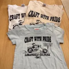 リンクコーデ　親子半袖Tシャツ 3枚セット バイク柄のサムネイル