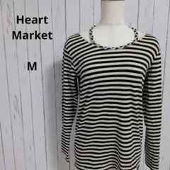 ハートマーケット☆長袖　カットソー　Tシャツ　ボーダー柄　M　バイカラーのサムネイル