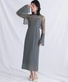 セレモニー 袖 ミモレ丈 パーティードレス Iライン フォーマル オケージョンのサムネイル
