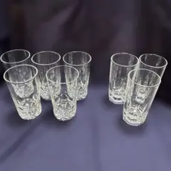 昭和レトロ　カットガラス風ストレートグラス8個セット(2種)