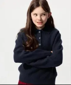 UNIQLO GIRLS スフレヤーンポロセーター