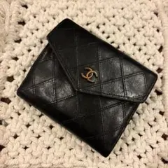 シャネル 財布 マトラッセ コンパクト ミニ Wホック ココマーク レザー