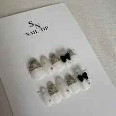 ホワイト・ブラック ネイルチップ 10個セット