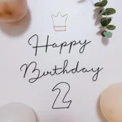 2歳 誕生日 飾り ワイヤーアート バースデーフォト 数字 クラウン 【03】