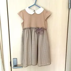 【petit main】襟付きベージュワンピース 120cm
