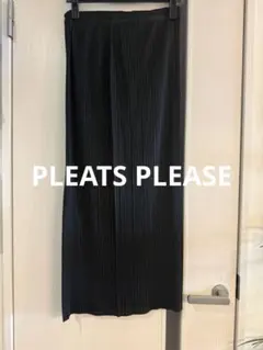 PLEATS PLEASE プリーツプリーズ ロングスカート スリット 黒 - メルカリ