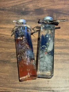 ハーバリウム ハーバリウムボトル 赤と透明 青と透明