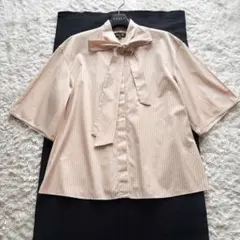 美品✨ ドゥロワー コットンストライプリボンブラウス ストライプ　オーバーサイズのサムネイル