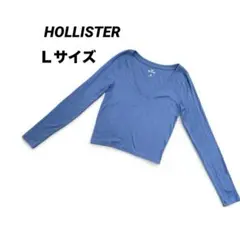 ★美品【ホリスター】長袖 丈短め トップス カットソー 薄群青色 Ｌサイズ