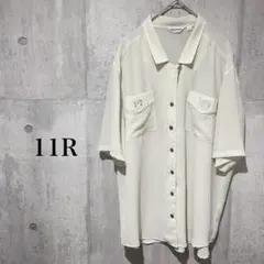 シャツ 半袖　ホワイト ボタンアップ　刺繍　メンズ　半袖