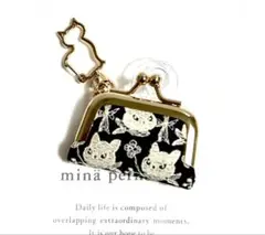 のら猫くろっち君★白ネコ★ミニminiがま口★ねこキーホルダー付♪