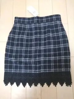 MISCH MASCH 裾レースチェックタイトスカート