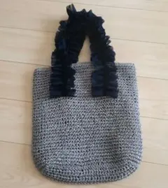 【新品未使用】フリルバック☆フリルカゴバック☆グレーネイビー