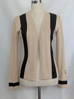 CHANEL 03P ココマーク カシミヤ混 カーディガン ベージュ 黒 38のサムネイル