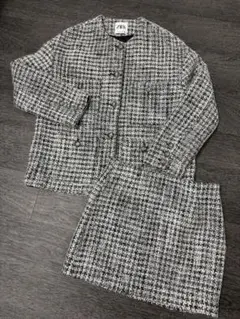 【美品】ZARA♡ツイードセットアップ　ビジューボタン　サイズ参照