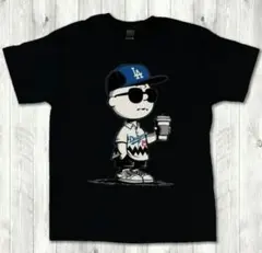 チャーリーブラウン ドジャース MLB 黒 Tシャツ M