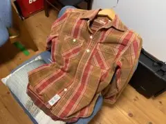 Houston ヒューストン　ネルシャツ　Lサイズ　赤と茶色