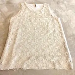 アイボリー レースノースリーブチュニック