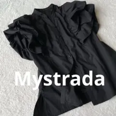 美品✨Mystradaマイストラーダボリュームフリル袖Ｖネックブラウス　黒38のサムネイル