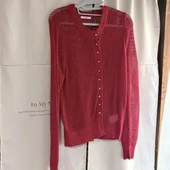 mysa closet 多ボタンメッシュニットカーディガン　赤　Lのサムネイル