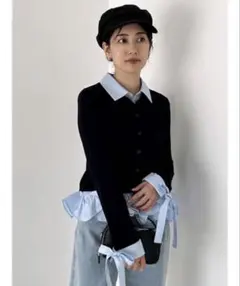 シャツドッキングヘムボリュームニットプルオーバー美品のサムネイル