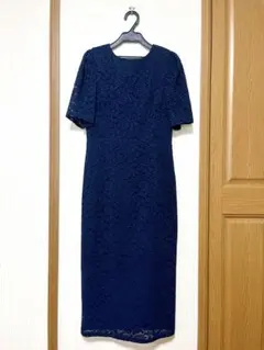 袖付きストレッチレースパーティドレス