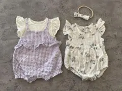 【まとめ売り】フラワーロンパース　ベビー　女の子　夏服　70cm