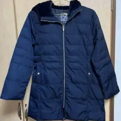 新品未使用　PART２ファー付きネイビーキルティングロングジャケット サイズ9号
