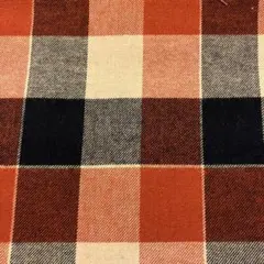 先染め生地（黒×ベージュ×濃オレンジのチェック柄ツイル）