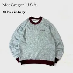 80s USA製 MacGregor 2トーン ラグランスウェット 霜降りグレー