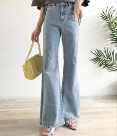 フレアデニムパンツ ライトブルーのサムネイル