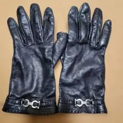 未使用】giorgiosermonetaレザーグローブ手袋ブラック レディース