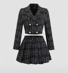 ブラック ツイード チェック柄　セットアップ　Sサイズ