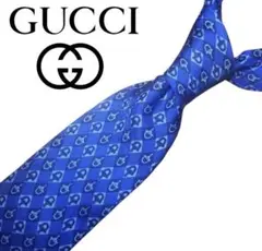 K*K様 GUCCI グッチ ネクタイ 総柄 青 ブルー シルク100％