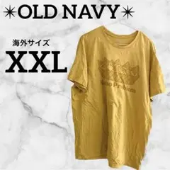 海外古着✨OLD NAVY 【XXL】Tシャツ イエロー 半袖 プリント