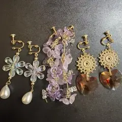 ハンドメイド　イヤリング　3点セット