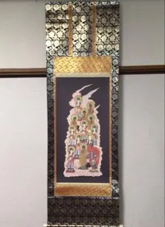 美品 掛け軸 福田素仙作 金地 三尊佛 共箱 仏画 年中掛け - メルカリ