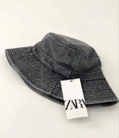 【未使用】ZARA ザラ デニムバケットハット グレー