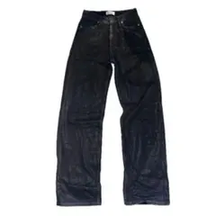 ZARA ワックス加工ワイドレッグパンツ