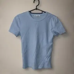 ZARA 水色 リブ編み Tシャツ Mサイズ