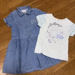 マザウェイズ　デニムワンピースとフリルTシャツセット 130cm 夏服