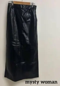 お値下げ終了mysty woman フェイクレザータイトスカートブラック