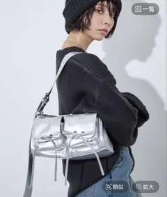 PAGEBOY シルバー ショルダーバッグ リボン付き