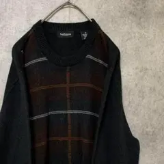 90s vintage 柄ニット　メンズ　S コットン　古着　個性派　奇抜